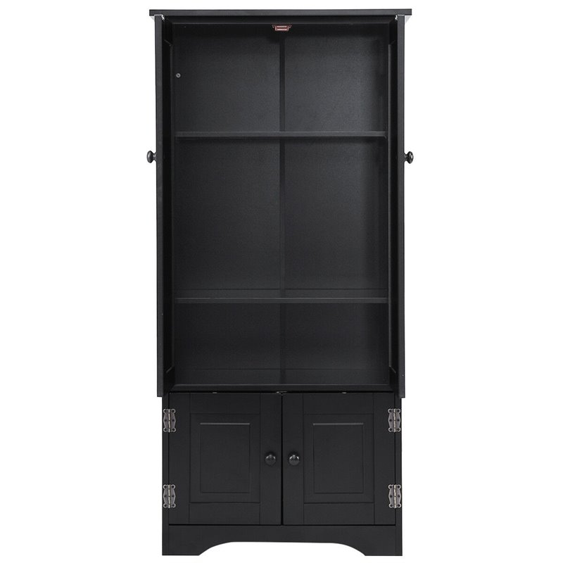 Pemberly Row 2-door MDF Storage Cabinet with Adjustable Shelves in Black