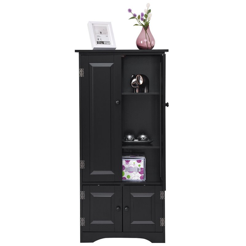 Pemberly Row 2-door MDF Storage Cabinet with Adjustable Shelves in Black