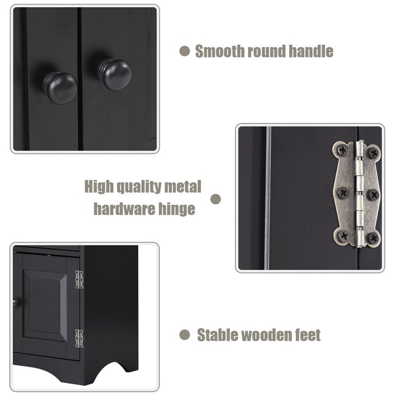 Pemberly Row 2-door MDF Storage Cabinet with Adjustable Shelves in Black