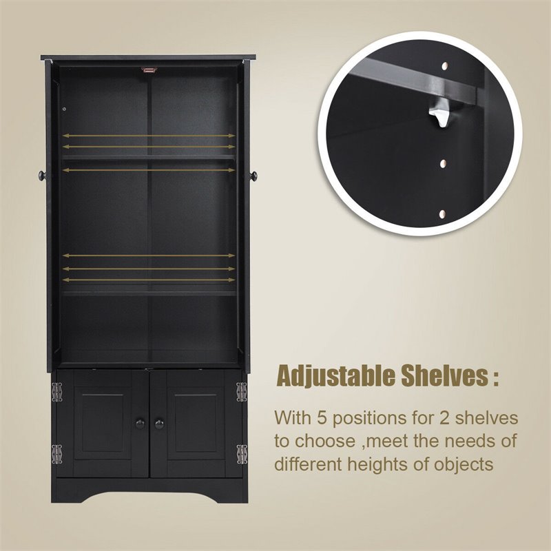 Pemberly Row 2-door MDF Storage Cabinet with Adjustable Shelves in Black