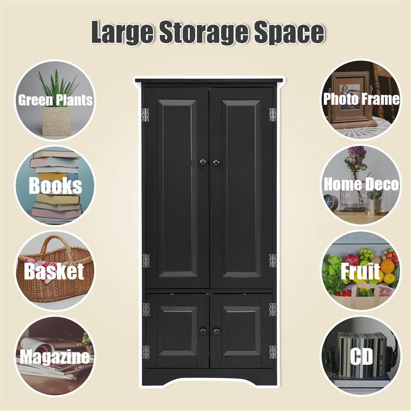 Pemberly Row 2-door MDF Storage Cabinet with Adjustable Shelves in Black