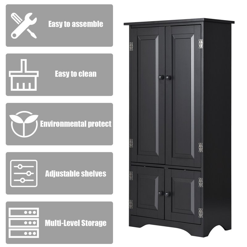 Pemberly Row 2-door MDF Storage Cabinet with Adjustable Shelves in Black
