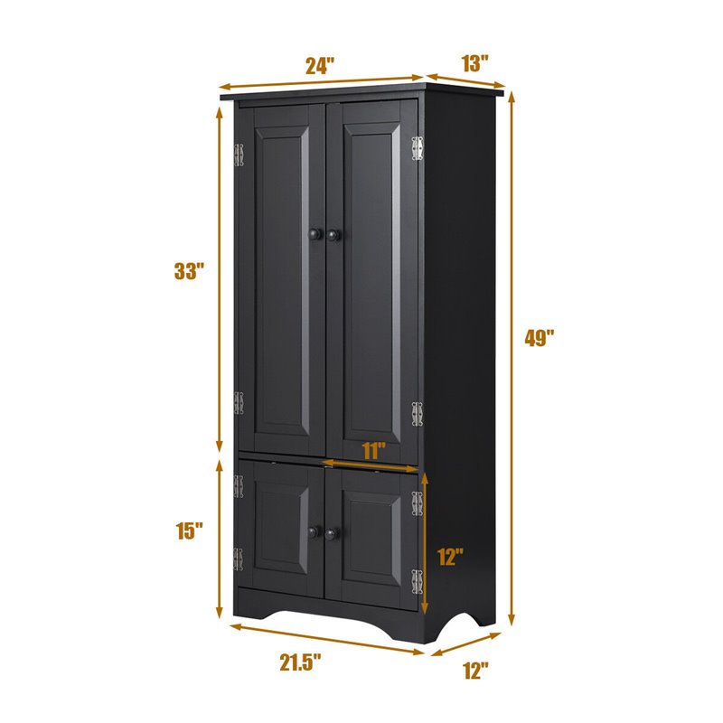Pemberly Row 2-door MDF Storage Cabinet with Adjustable Shelves in Black