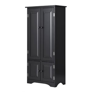 Pemberly Row 2-door MDF Storage Cabinet with Adjustable Shelves in Black