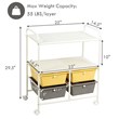 Pemberly Row 4-drawer Steel Rolling Storage Cart with 2 Shelves in Yellow & Gray