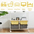 Pemberly Row 4-drawer Steel Rolling Storage Cart with 2 Shelves in Yellow & Gray