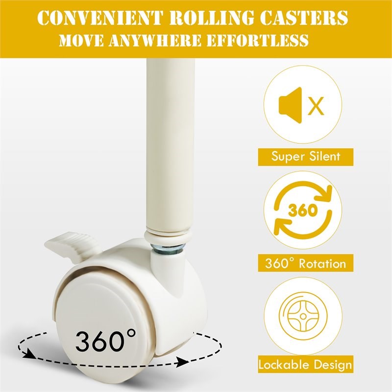 Pemberly Row 4-drawer Steel Rolling Storage Cart with 2 Shelves in Yellow & Gray