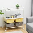 Pemberly Row 4-drawer Steel Rolling Storage Cart with 2 Shelves in Yellow & Gray