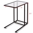 Pemberly Row Steel Coffee Tray Side Sofa End Table with Glass Top in Black