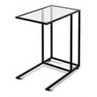 Pemberly Row Steel Coffee Tray Side Sofa End Table with Glass Top in Black