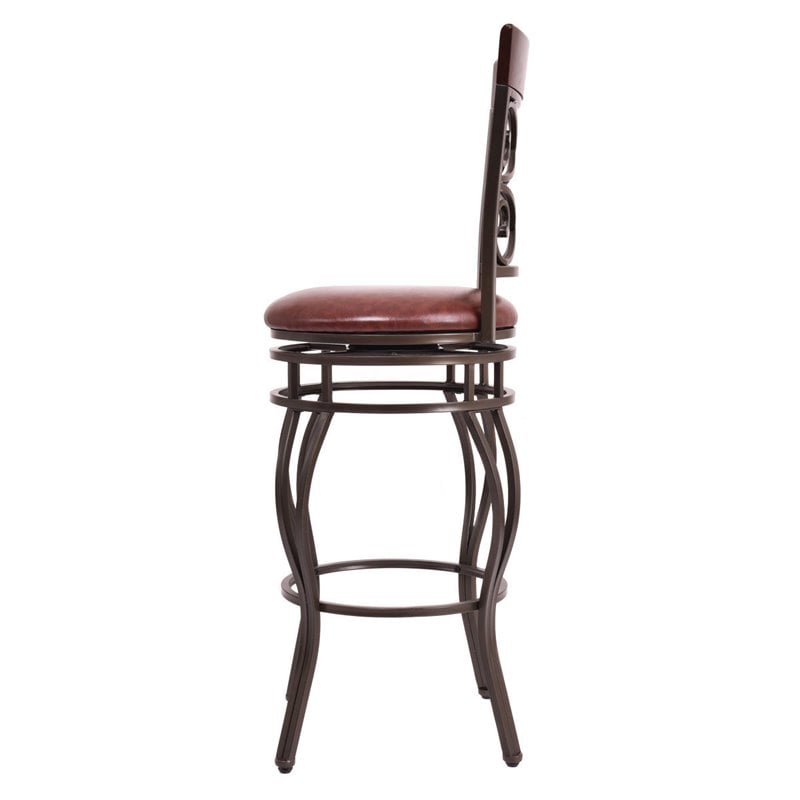 Pemberly Row Polyurethane Bar Stools with Swivel Seat in Brown (Set of 2)