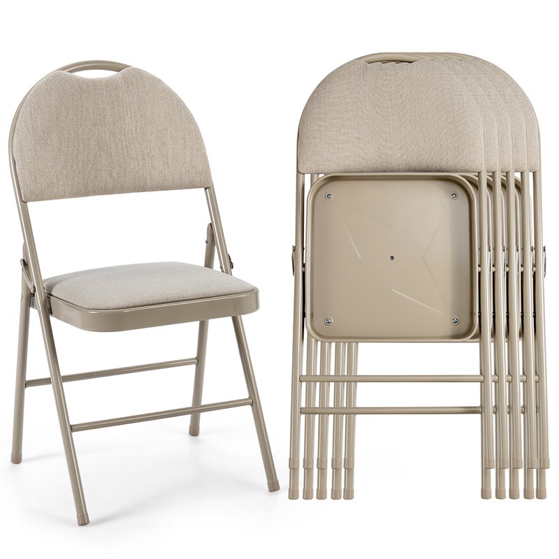 Pemberly Row Contemporary Sponge and Steel Dining Chairs in Beige (Set of 6)
