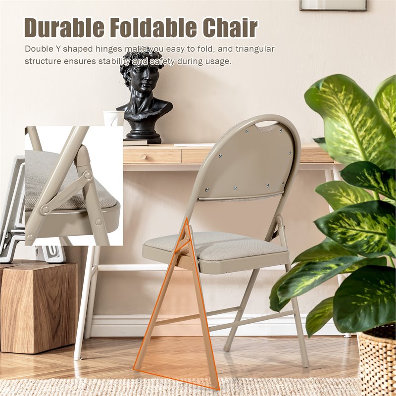 Pemberly Row Contemporary Sponge and Steel Dining Chairs in Beige (Set of 6)