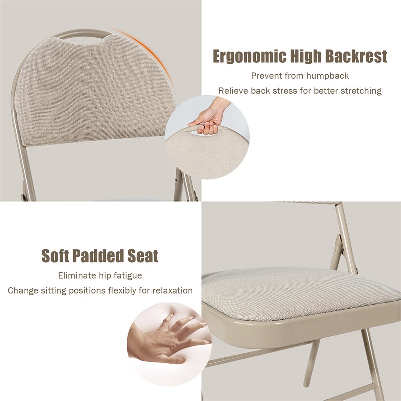 Pemberly Row Contemporary Sponge and Steel Dining Chairs in Beige (Set of 6)