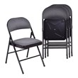 Pemberly Row Upholstered Padded Fabric Folding Chairs in Black (Set of 4)