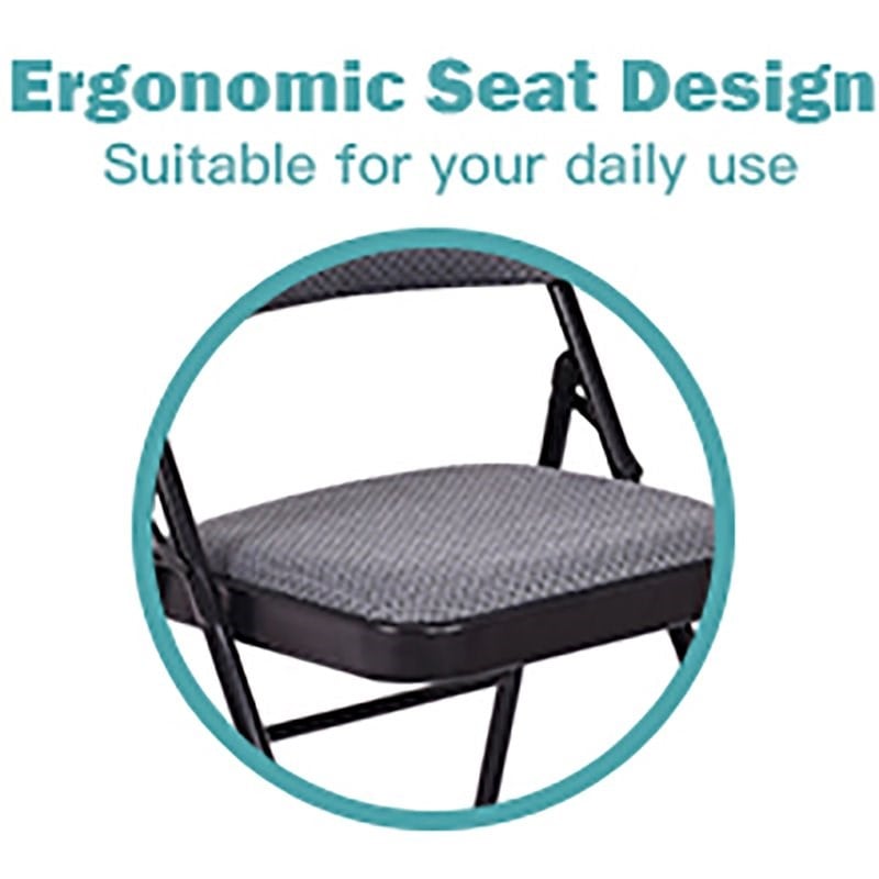 Pemberly Row Upholstered Padded Fabric Folding Chairs in Black (Set of 4)