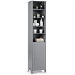 Pemberly Row 72'' Contemporary MDF Bathroom Cabinet with 5 Shelves in Gray