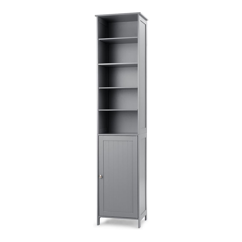 Pemberly Row 72'' Contemporary MDF Bathroom Cabinet with 5 Shelves in Gray