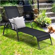 Pemberly Row Fabric and Steel Patio Lounge Chairs in Black (Set of 2)