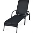 Pemberly Row Fabric and Steel Patio Lounge Chairs in Black (Set of 2)