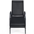 Pemberly Row Fabric and Steel Patio Lounge Chairs in Black (Set of 2)