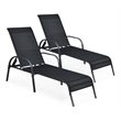 Pemberly Row Fabric and Steel Patio Lounge Chairs in Black (Set of 2)
