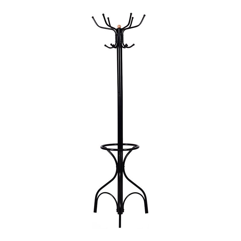 Pemberly Row Contemporary Steel Coat Rack with Triangle Base in Black