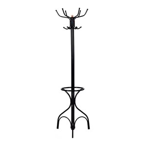 Pemberly Row Contemporary Steel Coat Rack with Triangle Base in Black