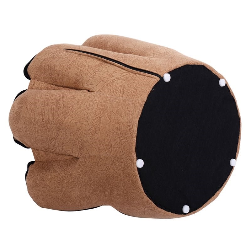 Pemberly Row Baseball Glove Shaped Faux Leather Kids Armrest Chairs in Brown