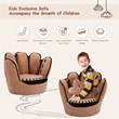Pemberly Row Baseball Glove Shaped Faux Leather Kids Armrest Chairs in Brown
