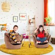Pemberly Row Baseball Glove Shaped Faux Leather Kids Armrest Chairs in Brown