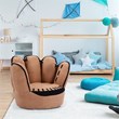 Pemberly Row Baseball Glove Shaped Faux Leather Kids Armrest Chairs in Brown