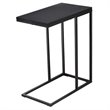Pemberly Row C-shaped Coffee Tray Side Sofa End Table w/ Glass Top in Black