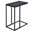 Pemberly Row C-shaped Coffee Tray Side Sofa End Table w/ Glass Top in Black