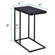 Pemberly Row C-shaped Coffee Tray Side Sofa End Table w/ Glass Top in Black