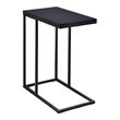 Pemberly Row C-shaped Coffee Tray Side Sofa End Table w/ Glass Top in Black