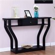 Pemberly Row Contemporary Wood Accent Console Table with Drawer in Black