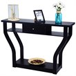 Pemberly Row Contemporary Wood Accent Console Table with Drawer in Black