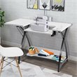 Pemberly Row MDF and PVC Folding Sewing Table with Adjustable Platform in White
