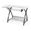 Pemberly Row MDF and PVC Folding Sewing Table with Adjustable Platform in White