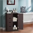 Pemberly Row MDF Board Free Standing Storage Cabinet w/ 2 Shelves in Brown
