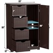 Pemberly Row MDF Board Free Standing Storage Cabinet w/ 2 Shelves in Brown