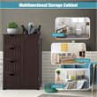 Pemberly Row MDF Board Free Standing Storage Cabinet w/ 2 Shelves in Brown
