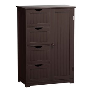Pemberly Row MDF Board Free Standing Storage Cabinet w/ 2 Shelves in Brown