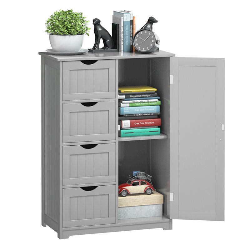 Pemberly Row MDF Board Free Standing Storage Cabinet w/ 2 Shelves in Gray