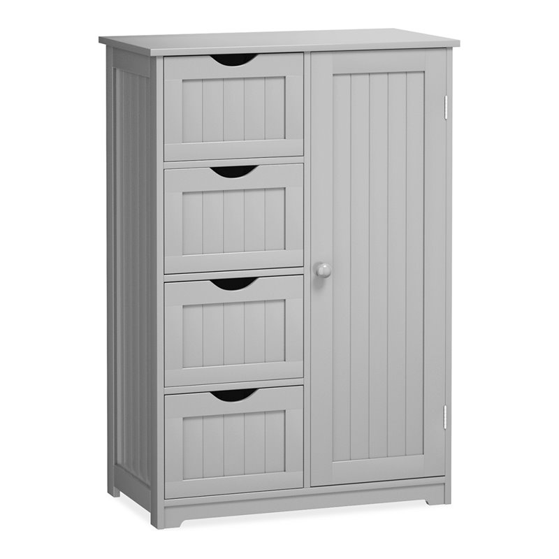 Pemberly Row MDF Board Free Standing Storage Cabinet w/ 2 Shelves in Gray