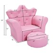 Pemberly Row Contemporary Polyurethane Kids Sofa with Ottoman in Pink