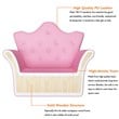Pemberly Row Contemporary Polyurethane Kids Sofa with Ottoman in Pink