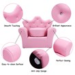 Pemberly Row Contemporary Polyurethane Kids Sofa with Ottoman in Pink