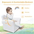 Pemberly Row Polyurethane and Wood Kids Princess Sofa with Ottoman in White